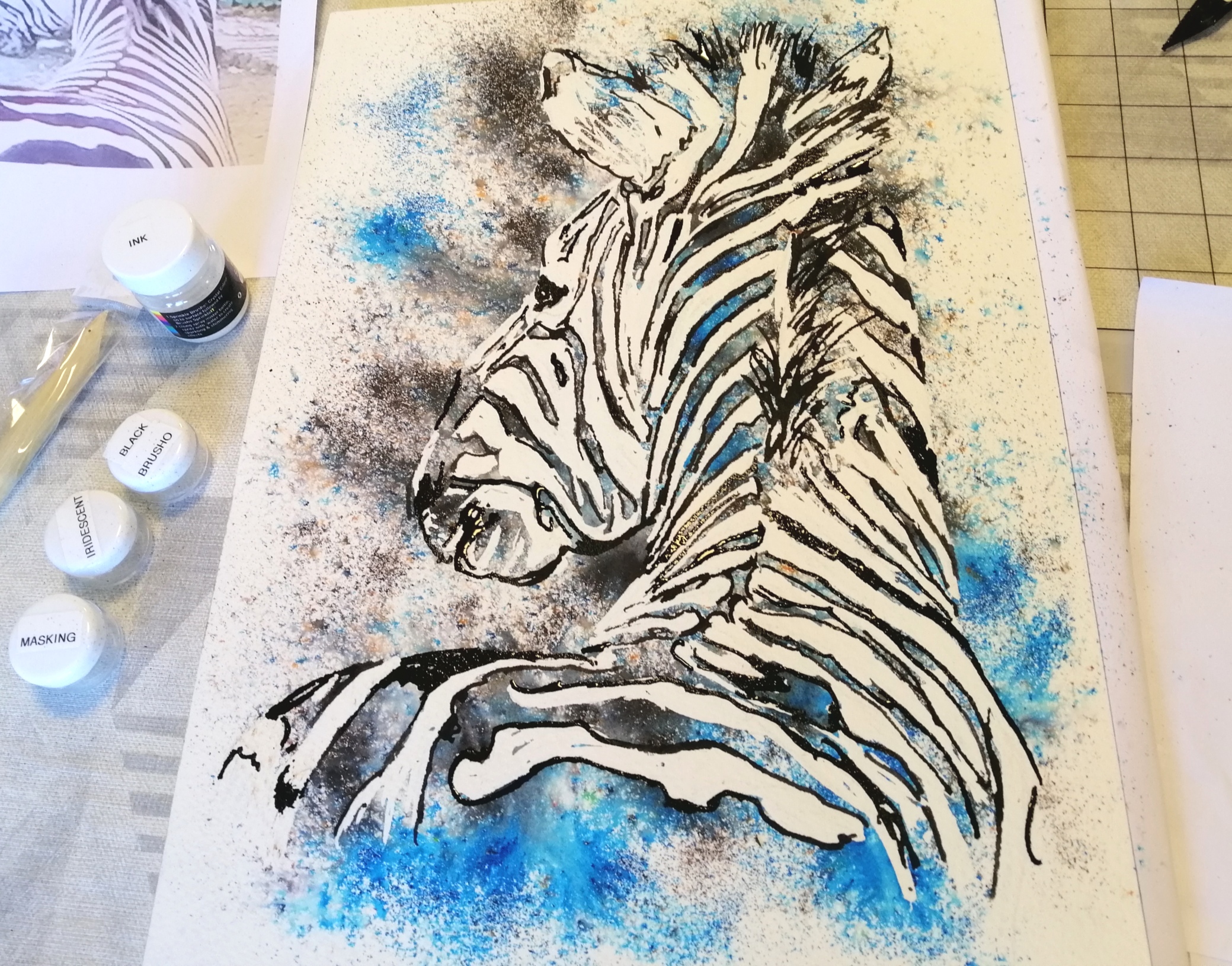 Image result for using masking fluid watercolor zebra